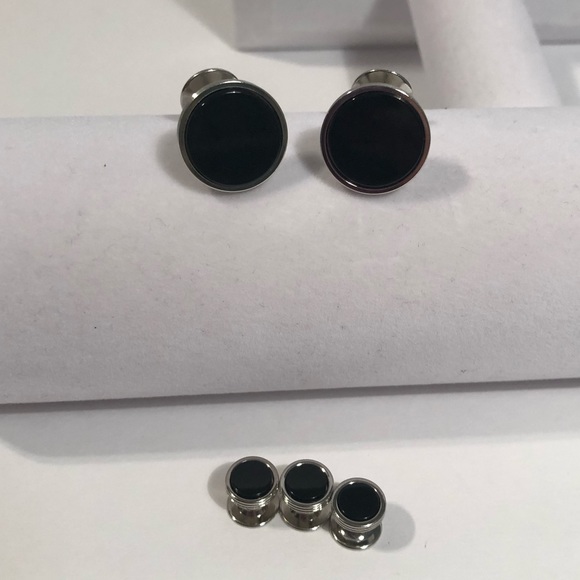 5 piece men’s cuff links with shirt buttons - Picture 3 of 5